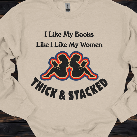 Thick & Stacked Books Sweatshirt | Funny Reader Crewneck