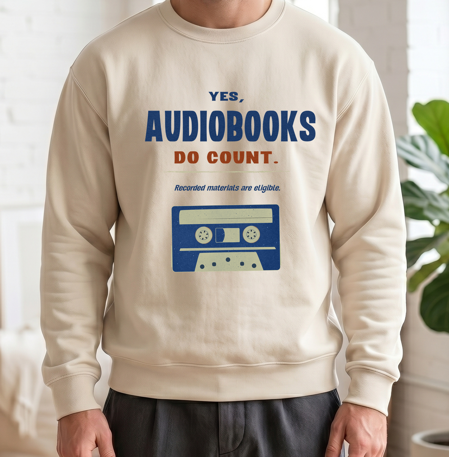 Yes, Audiobooks Count Sweatshirt | Retro Audiobook Reader Crewneck