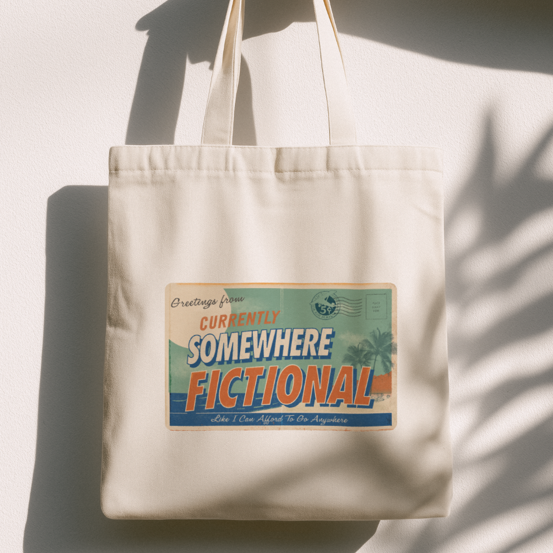 Greetings From Somewhere Fictional Tote Bag | Vintage Reader Tote