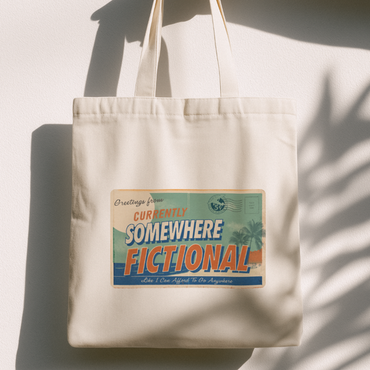 Greetings From Somewhere Fictional Tote Bag | Vintage Reader Tote