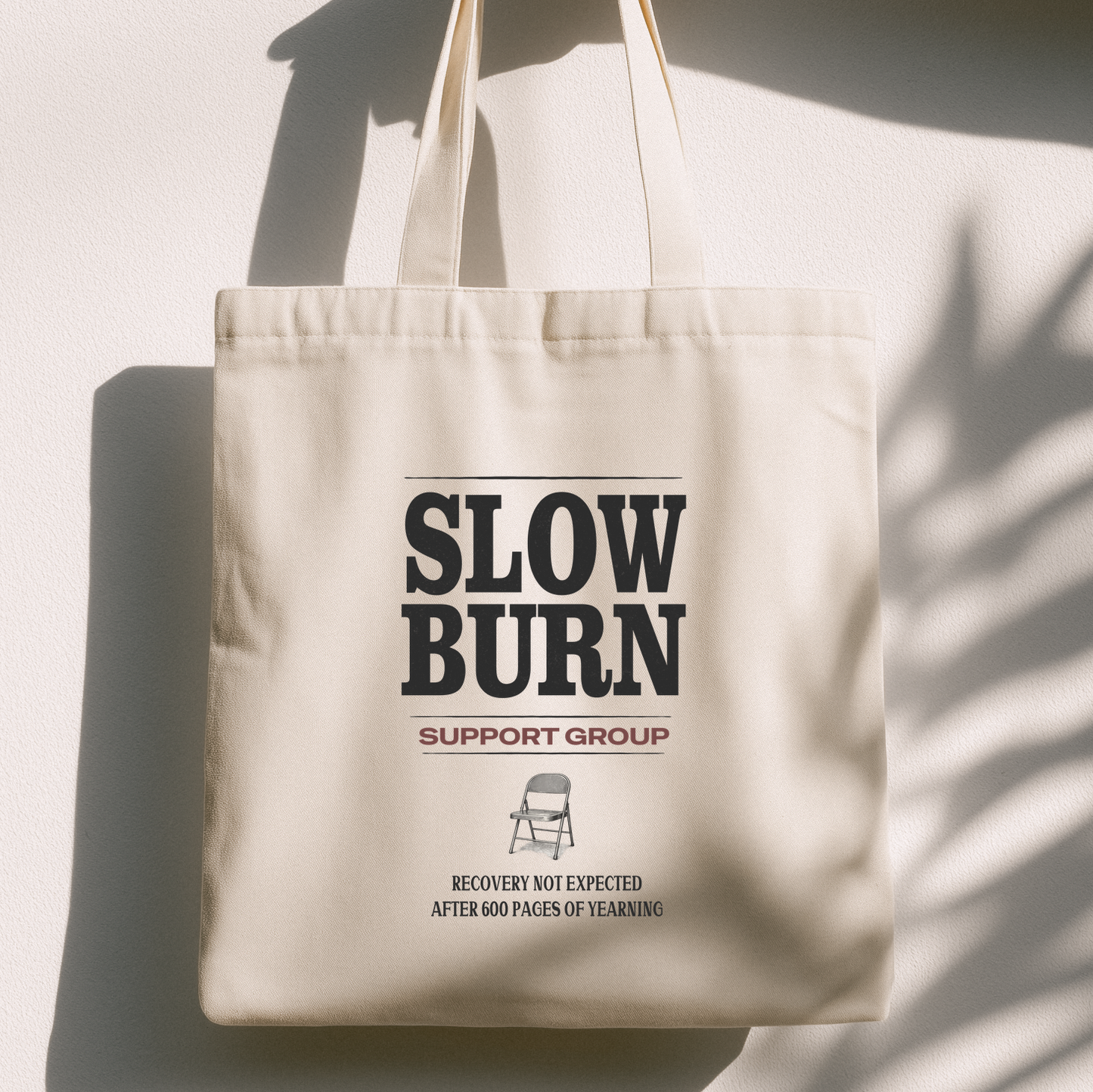 Slow Burn Support Group Tote Bag | Romance Reader Canvas Tote | Bookish Trope Tote