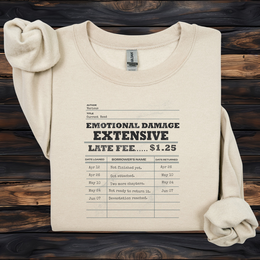 Emotional Damage Extensive Sweatshirt | Vintage Library Card Crewneck