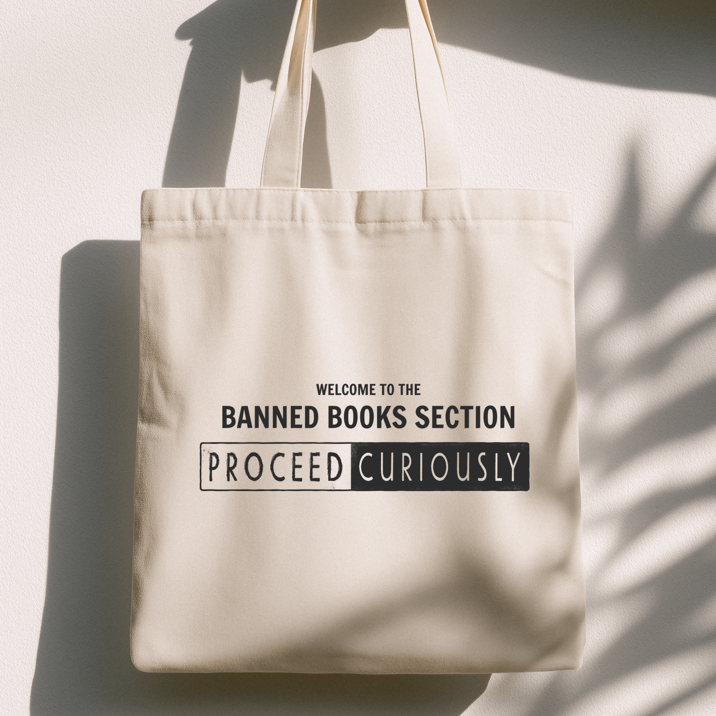 Proceed Curiously Tote Bag | Banned Books Section Library Tote
