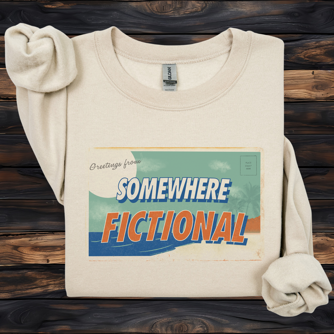 Greetings From Somewhere Fictional Sweatshirt | Retro Postcard Crewneck