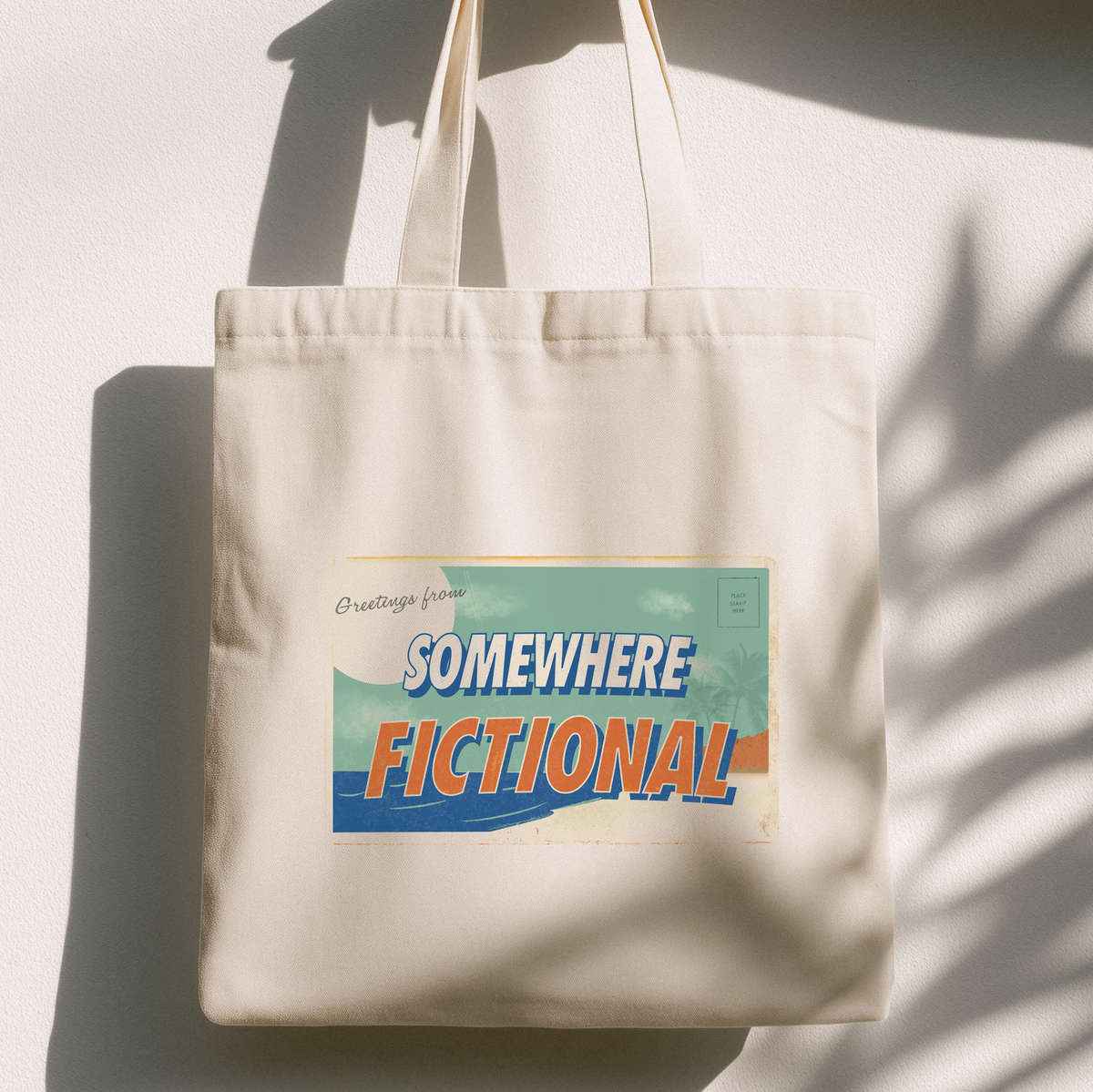 Greetings From Somewhere Fictional Tote Bag | Vintage Postcard Tote