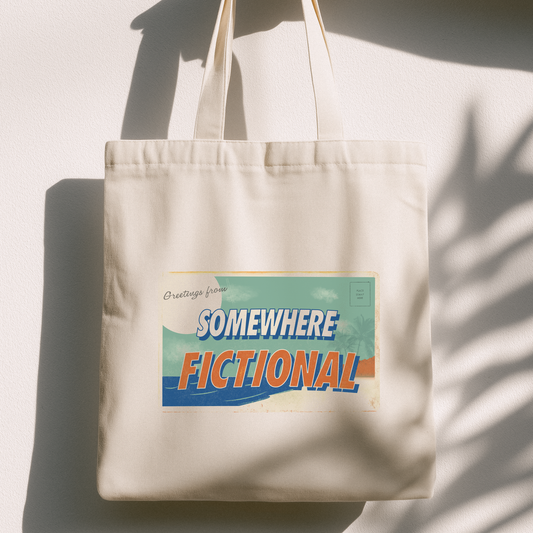 Greetings From Somewhere Fictional Tote Bag | Vintage Postcard Tote