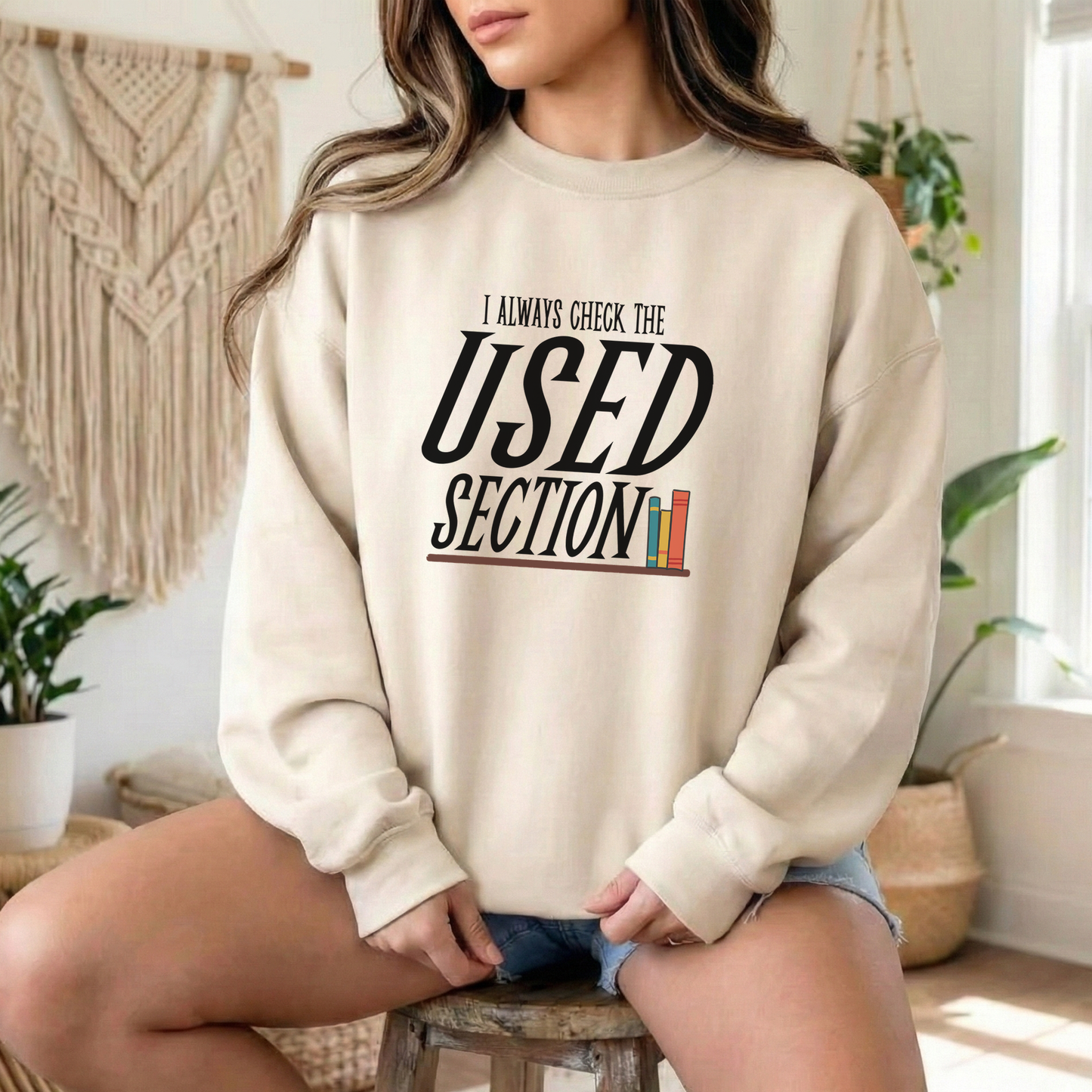 I Always Check the Used Section Sweatshirt | Vintage Reader Crewneck