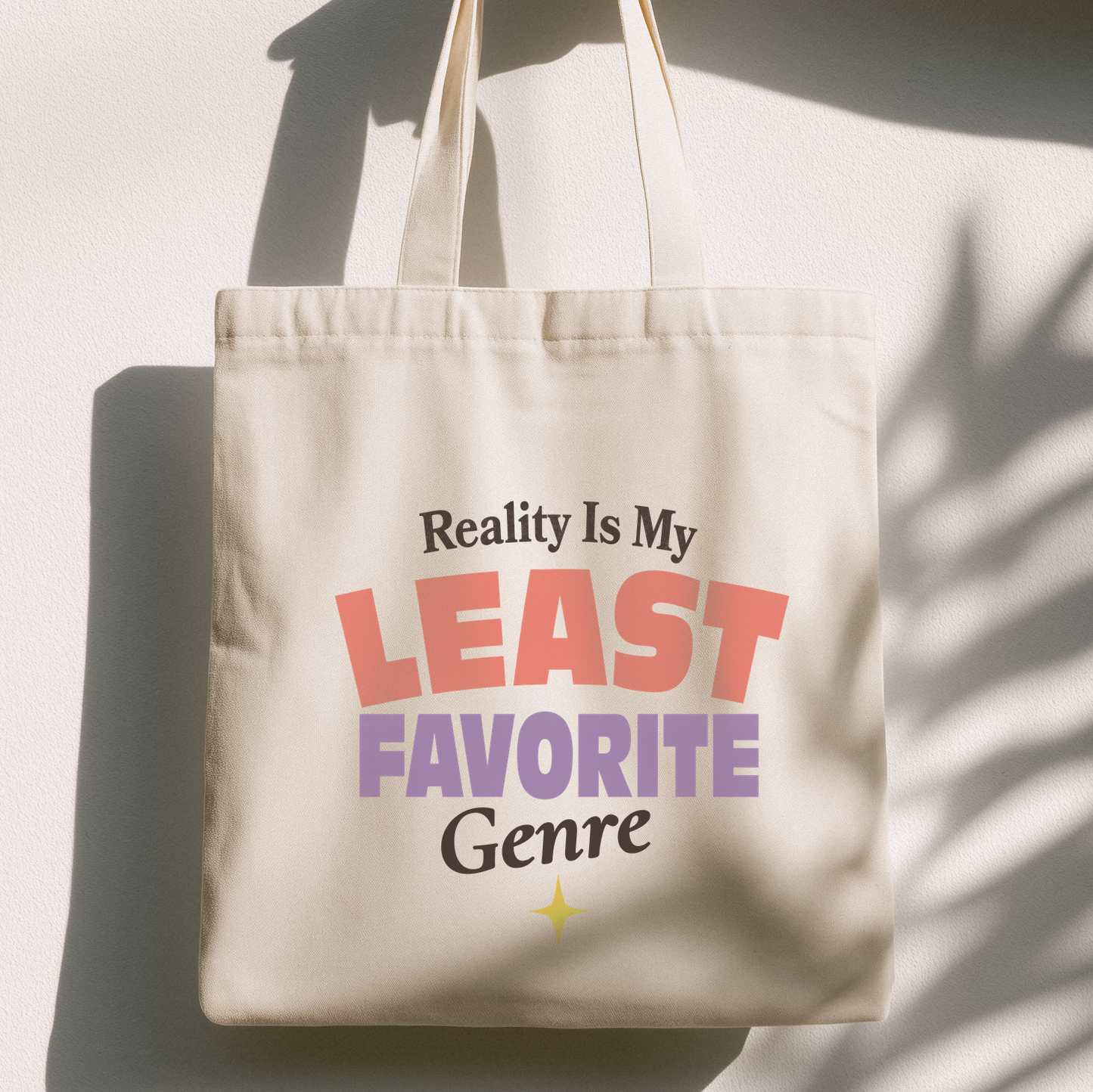 Reality Is My Least Favorite Genre Tote Bag — Vintage Book Tote — product photo 1 of 3