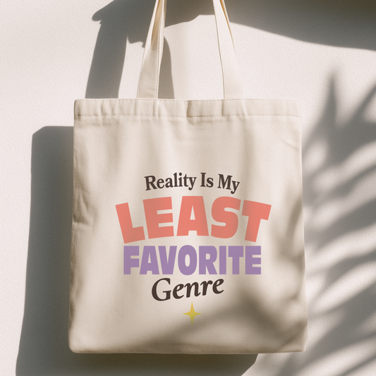 Reality Is My Least Favorite Genre Tote Bag — Vintage Book Tote — product photo 1 of 3