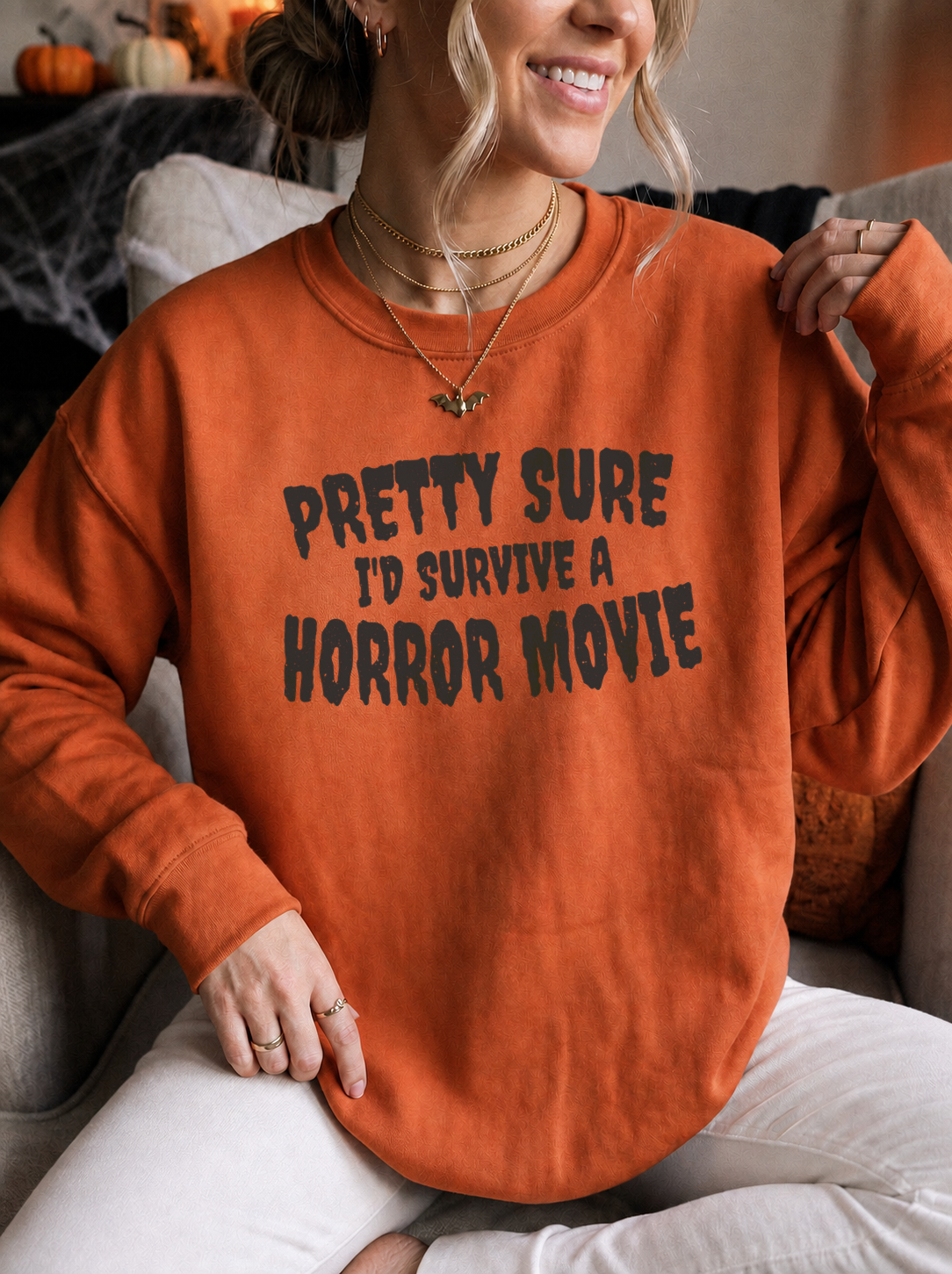 Pretty Sure I'd Survive a Horror Movie Sweatshirt | Retro Horror Crewneck