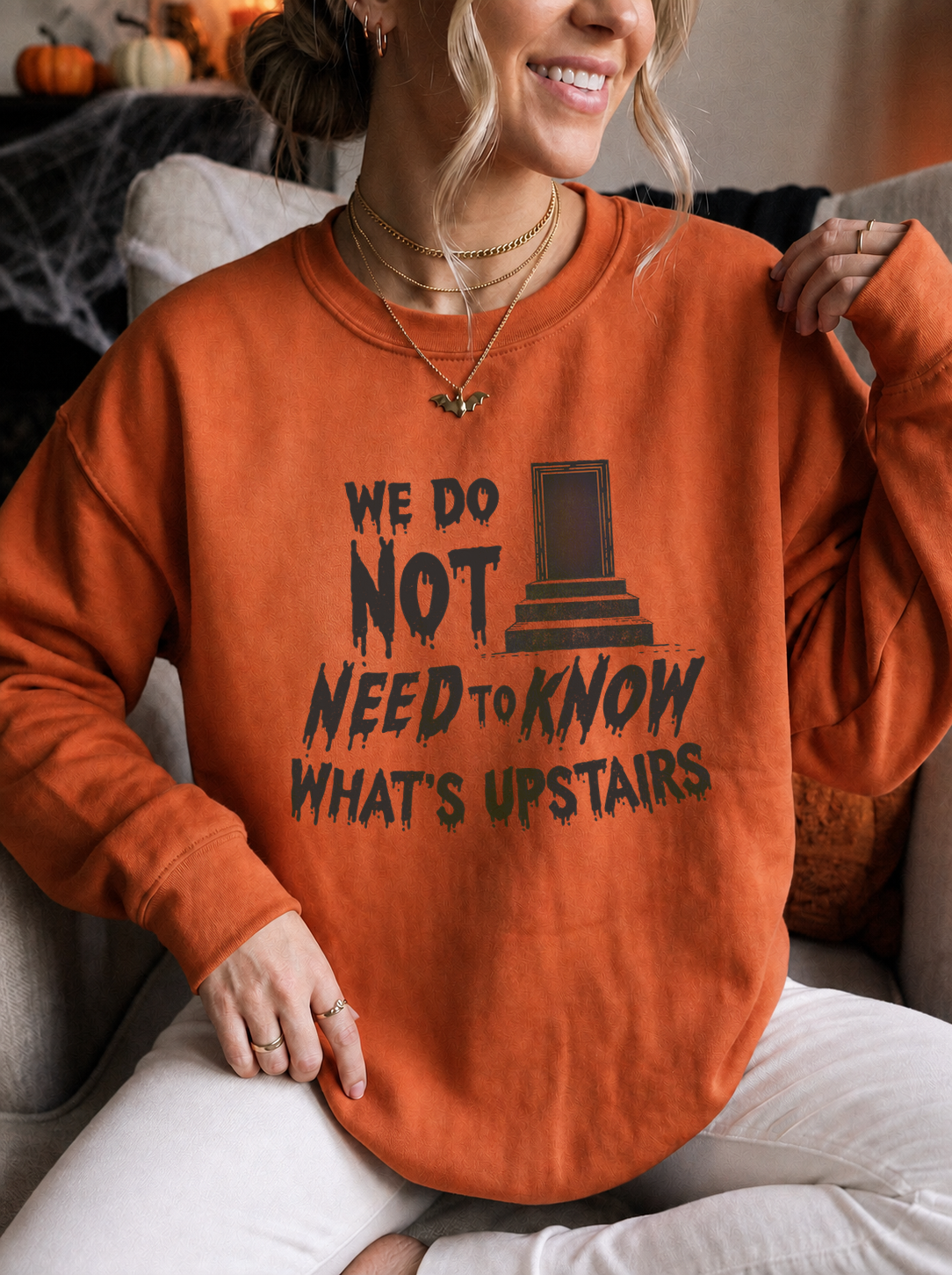Don't Go Upstairs Sweatshirt | Horror Movie Rule Crewneck