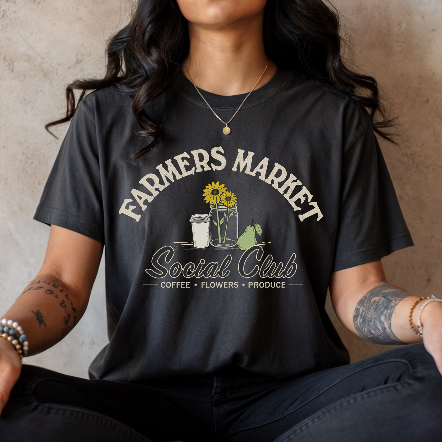 Farmers Market Social Club Shirt | Coffee Flowers Produce Tee