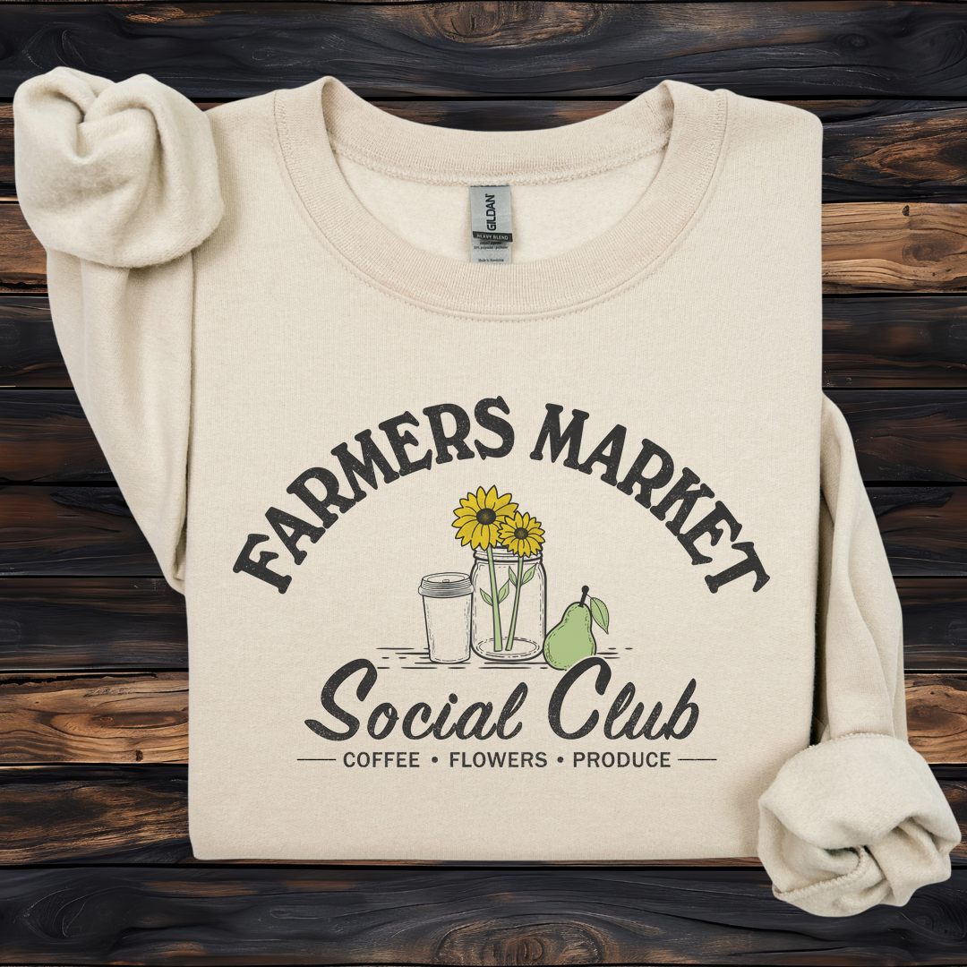 Farmers Market Social Club Sweatshirt | Coffee Flowers Produce Crewneck