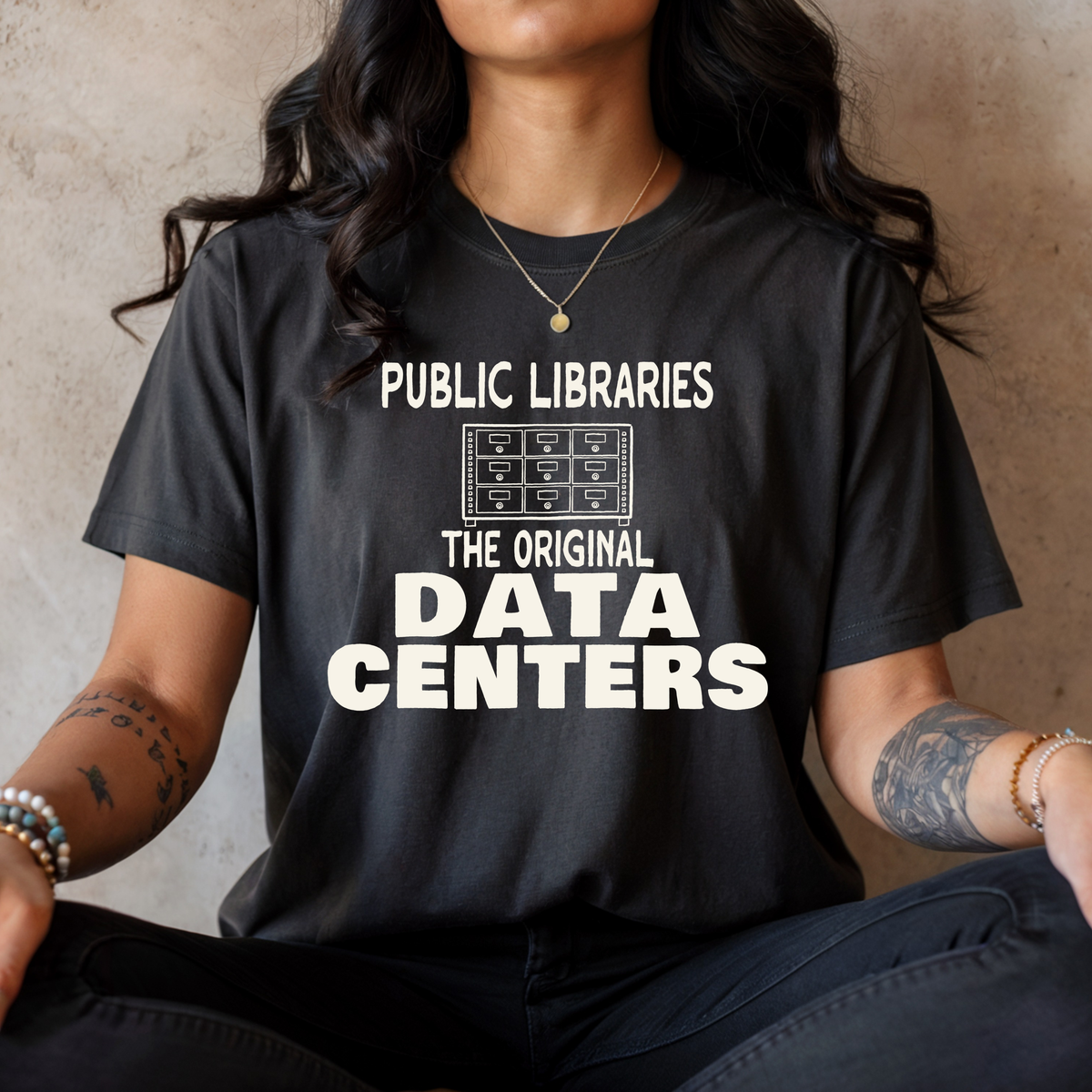 Public Libraries The Original Data Centers library graphic T-shirt mockup