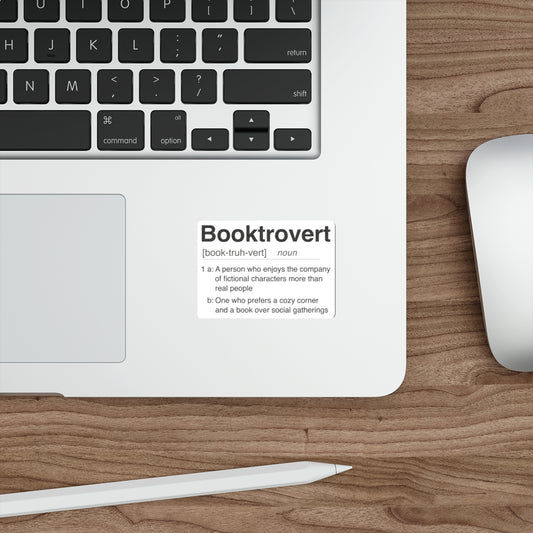 Booktrovert Definition Shirt Sticker | Waterproof Die Cut Decal | Book Lover Laptop Sticker
