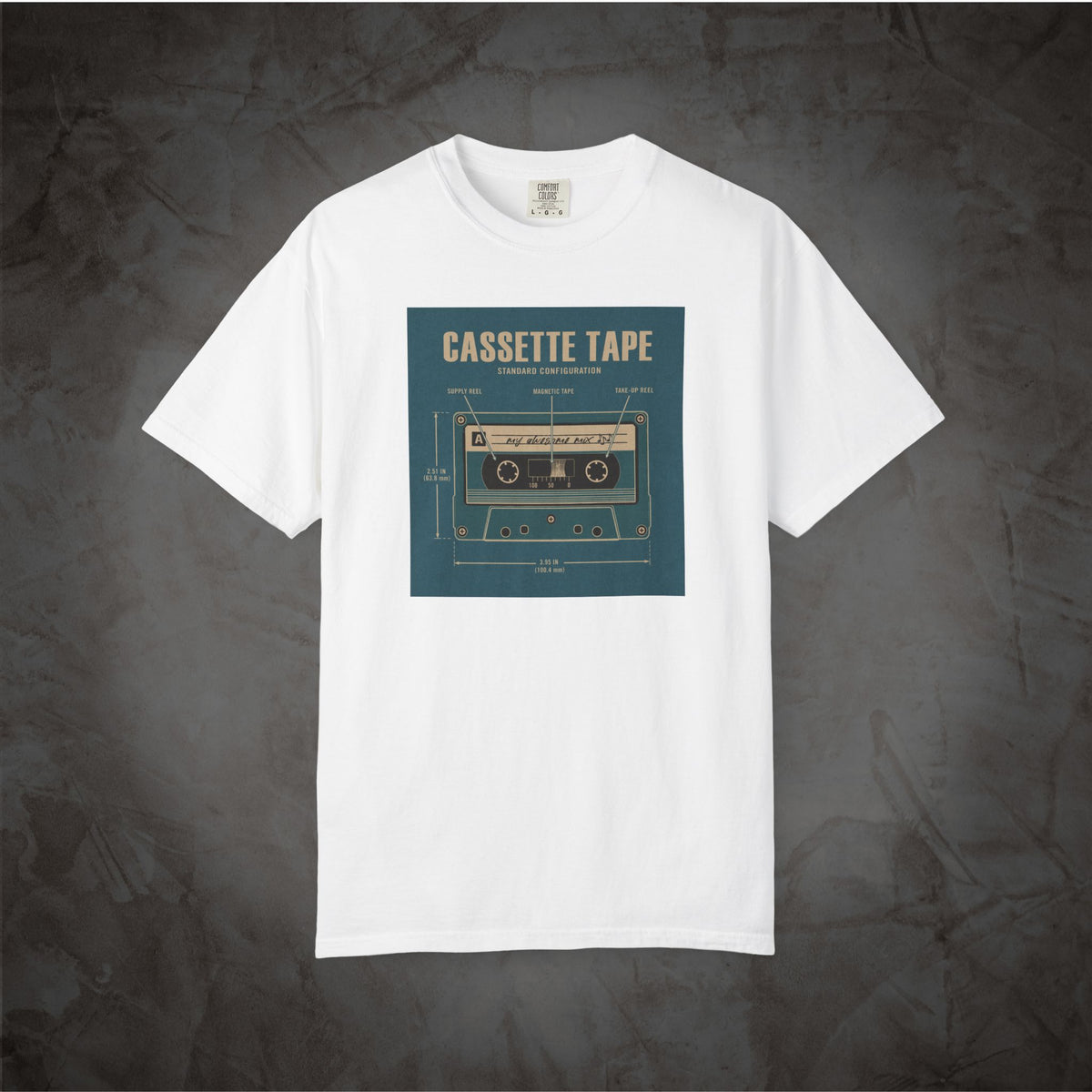 Cassette Tape Blueprint mixtape graphic T-shirt mockup