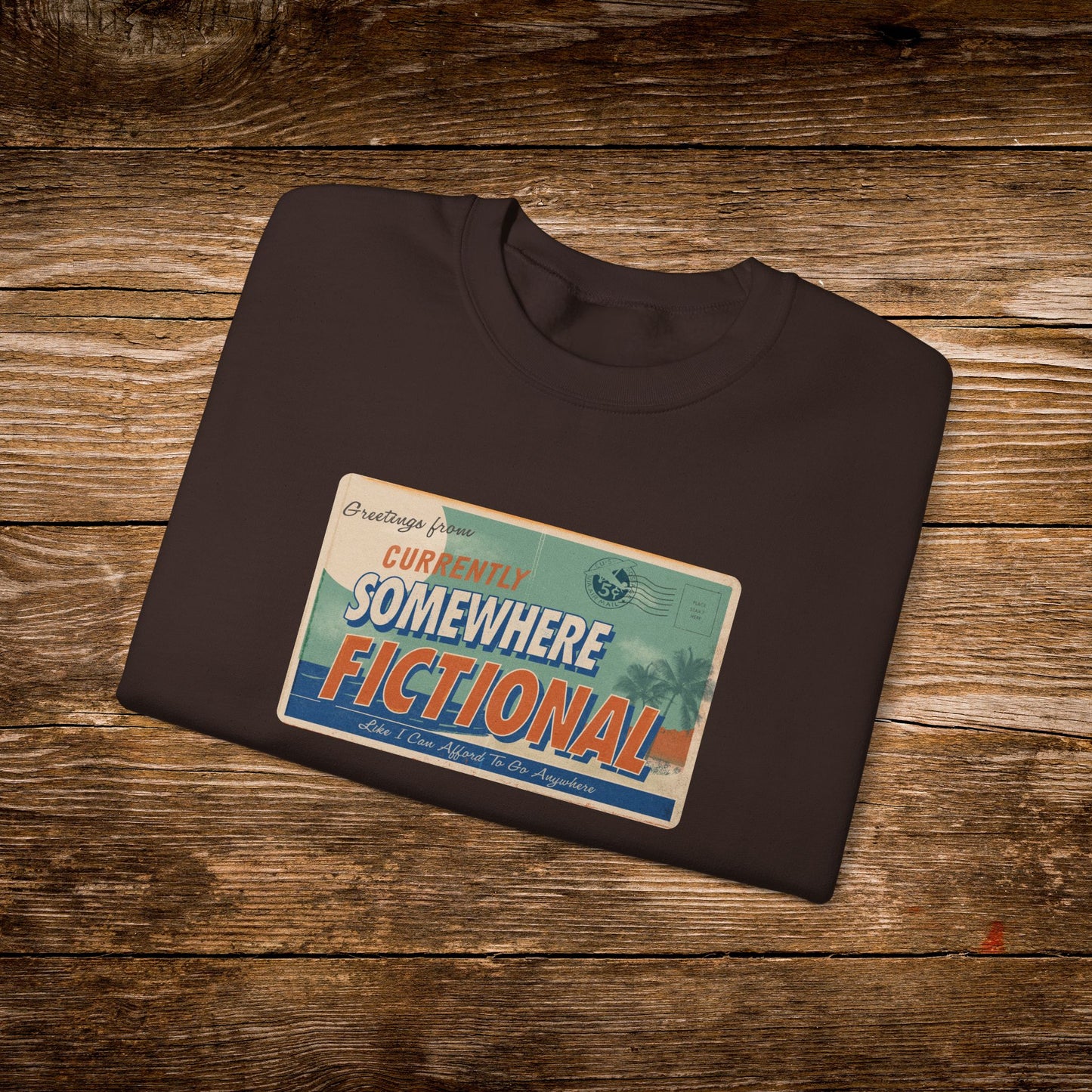 Greetings From Somewhere Fictional Sweatshirt | Retro Postcard Crewneck | Bookish Escape Sweatshirt