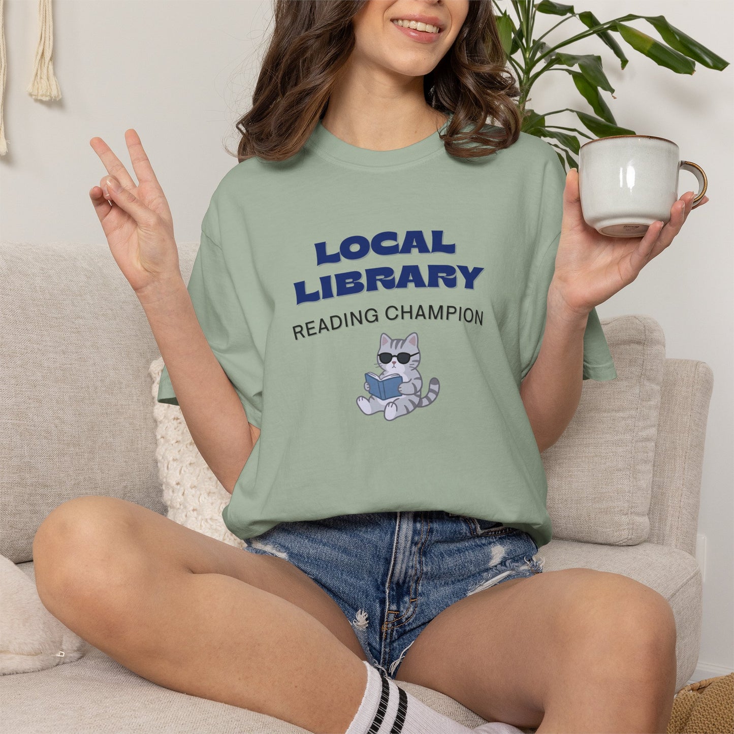 Local Library Reading Champion Shirt | Retro Cat Book Lover Tee