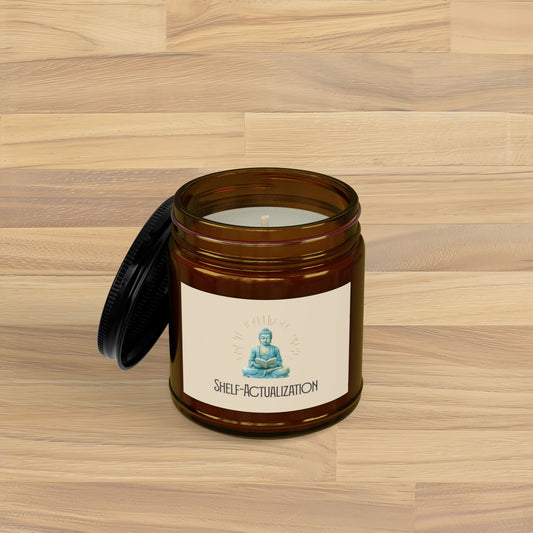 Shelf Actualization Reading Buddha Candle | Bookish Soy Wax Jar | Meditation Nook Decor | Zen Bibliophile Scent
