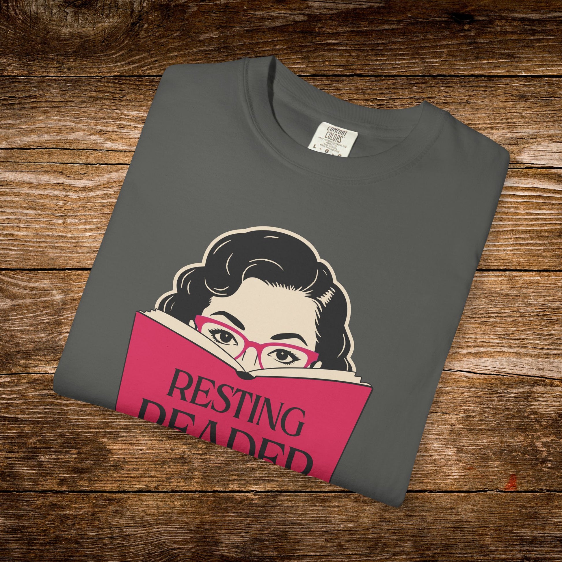 Folded pepper Resting Reader Face graphic t-shirt.