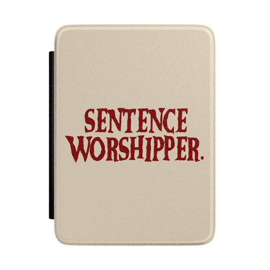 Sentence Worshipper Kindle Case | Premium PU Leather E-Reader Cover | Aesthetic Paperwhite Protector
