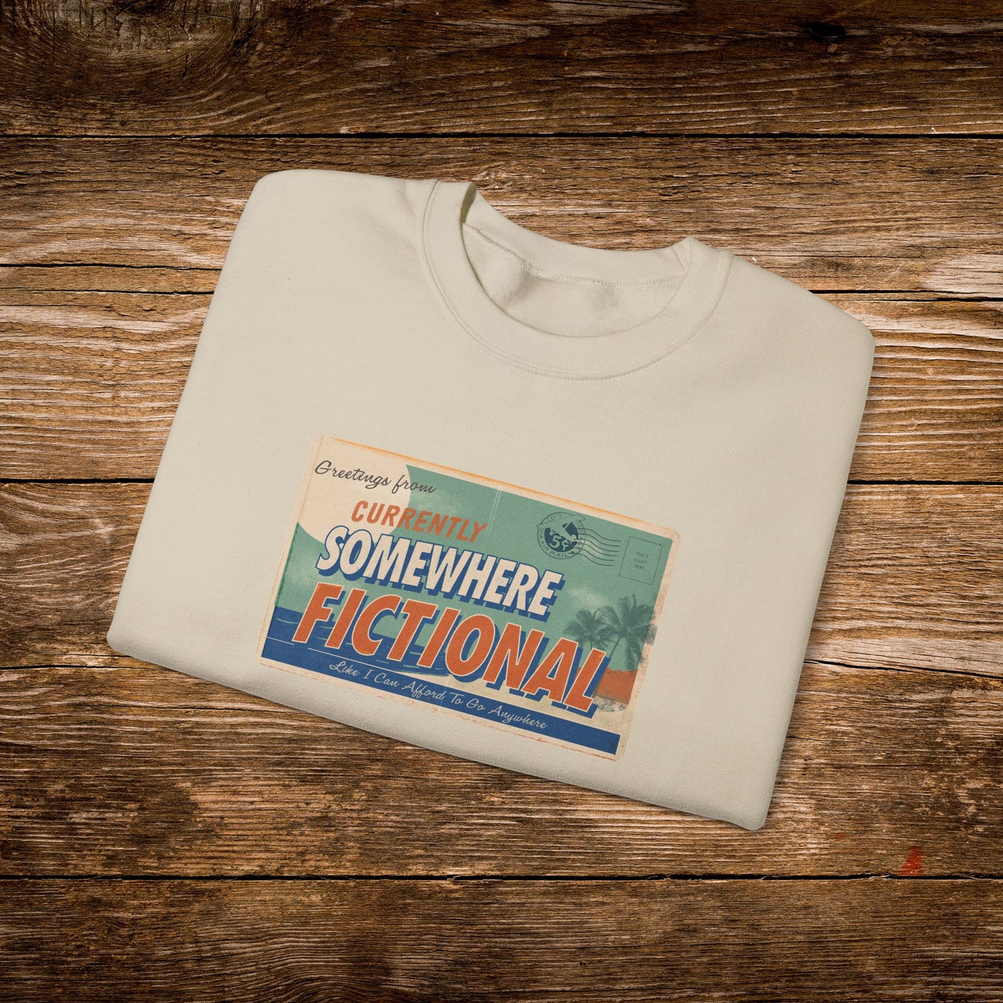 Greetings From Somewhere Fictional Sweatshirt | Retro Postcard Crewneck | Bookish Escape Sweatshirt
