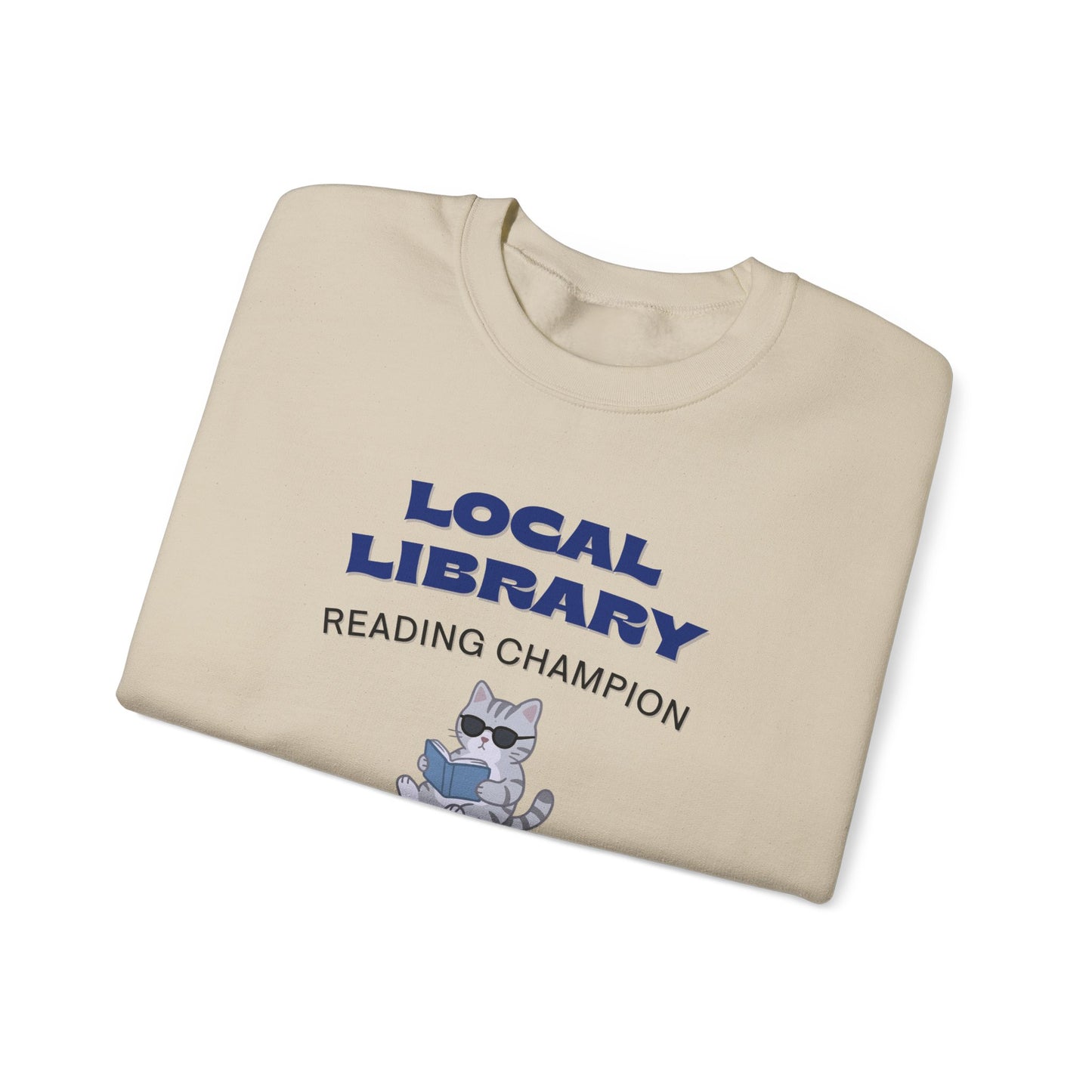 Local Library Reading Champion Sweatshirt | Retro Cat Reader Crewneck