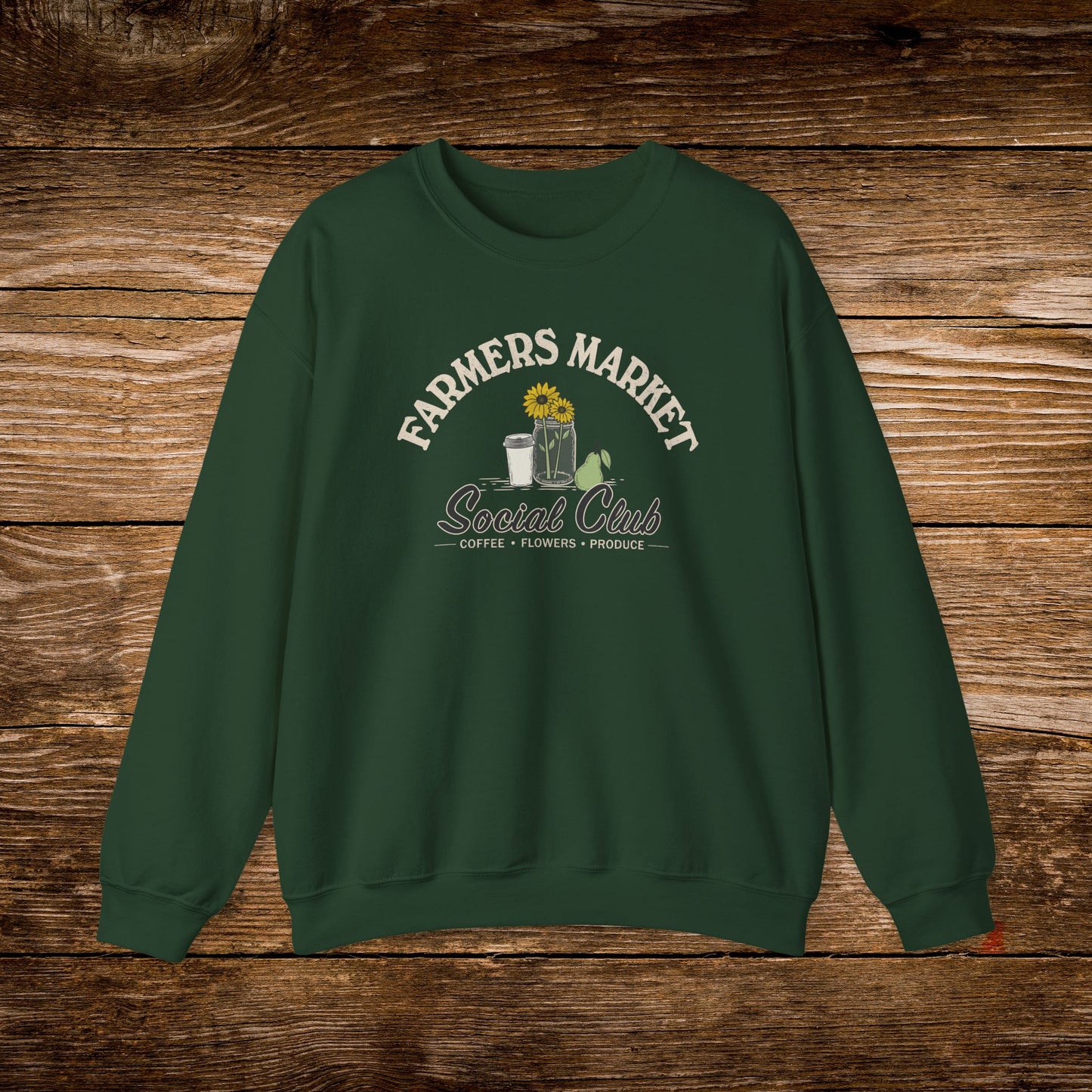 Farmers Market Social Club Sweatshirt | Coffee Flowers Produce Crewneck