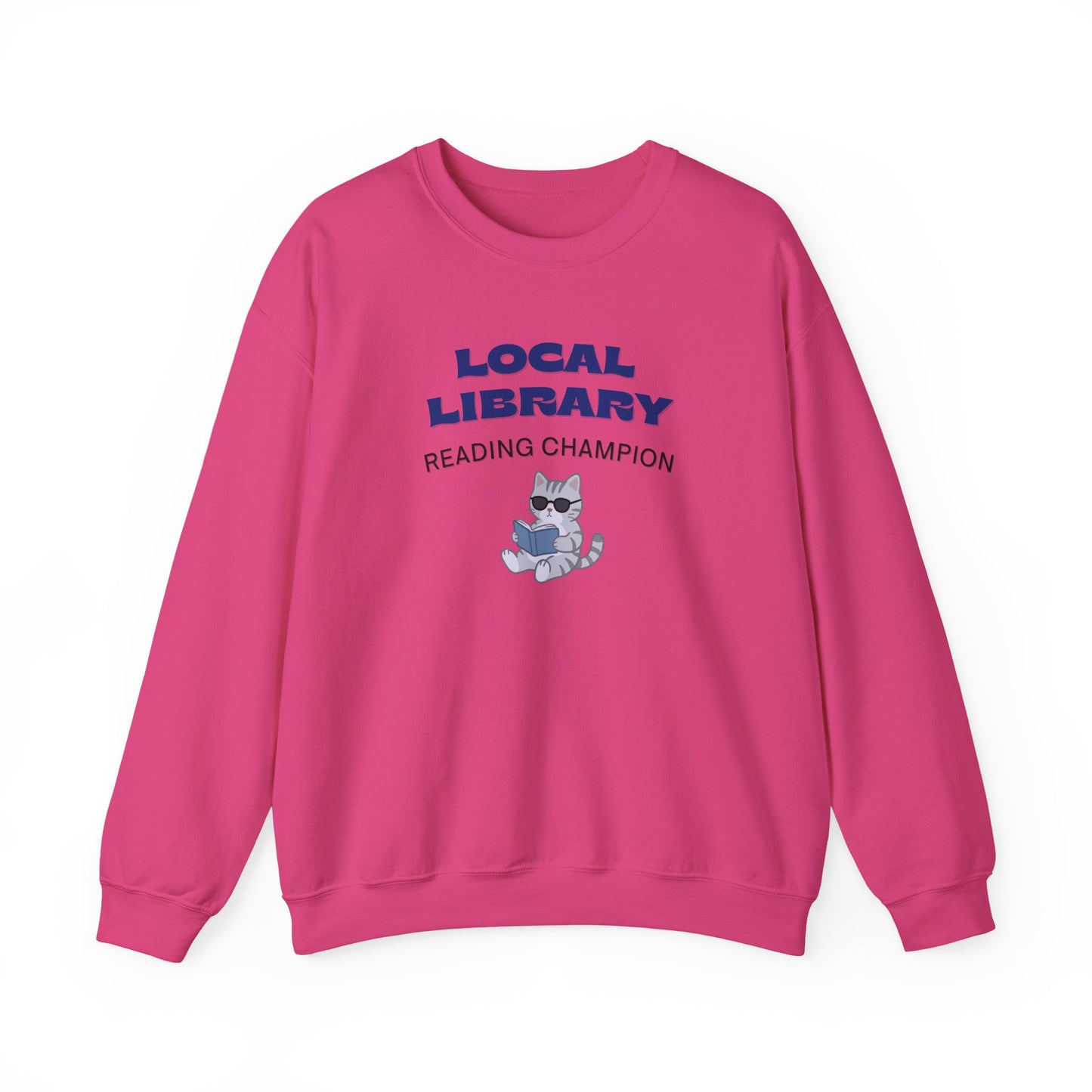 Local Library Reading Champion Sweatshirt | Retro Cat Reader Crewneck