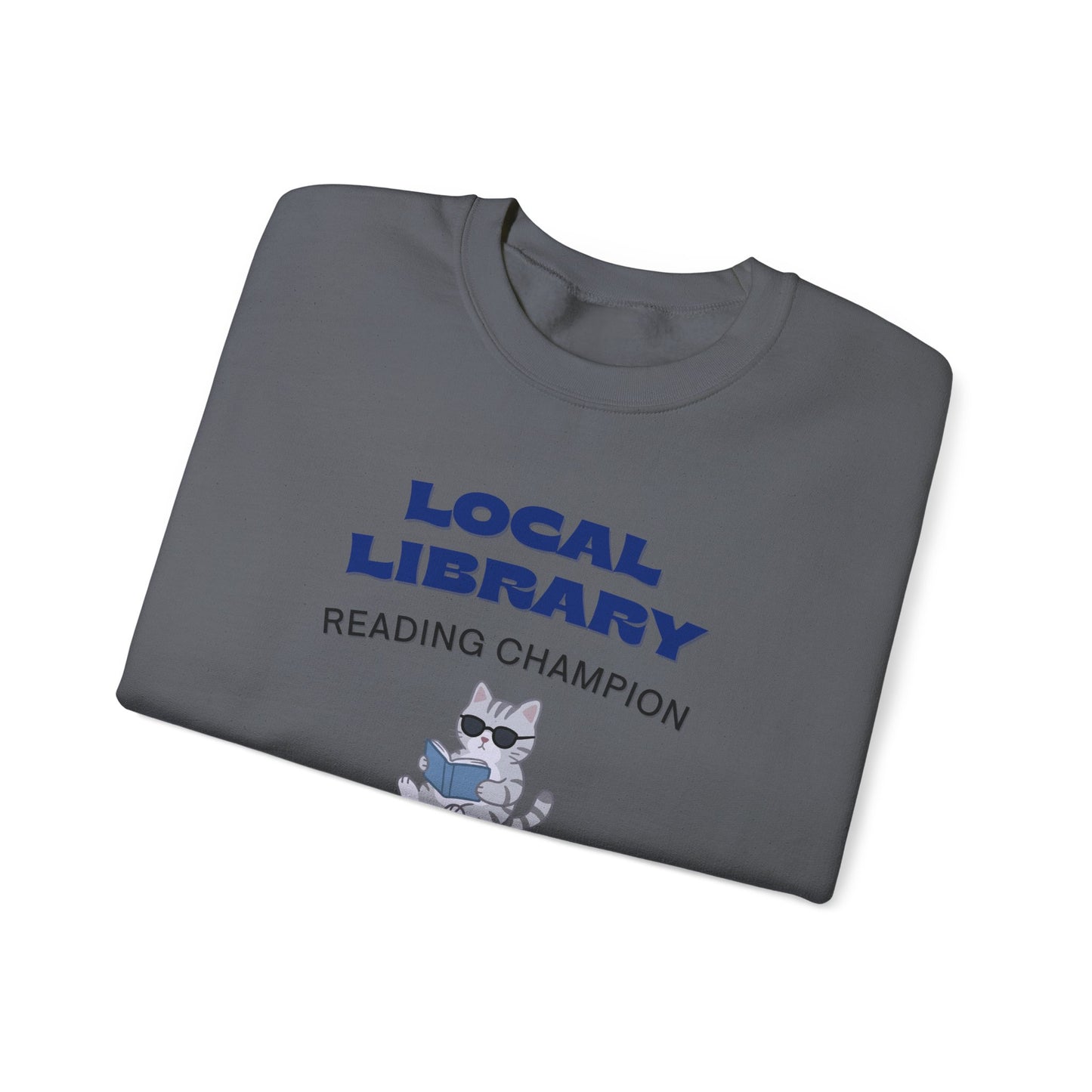 Local Library Reading Champion Sweatshirt | Retro Cat Reader Crewneck