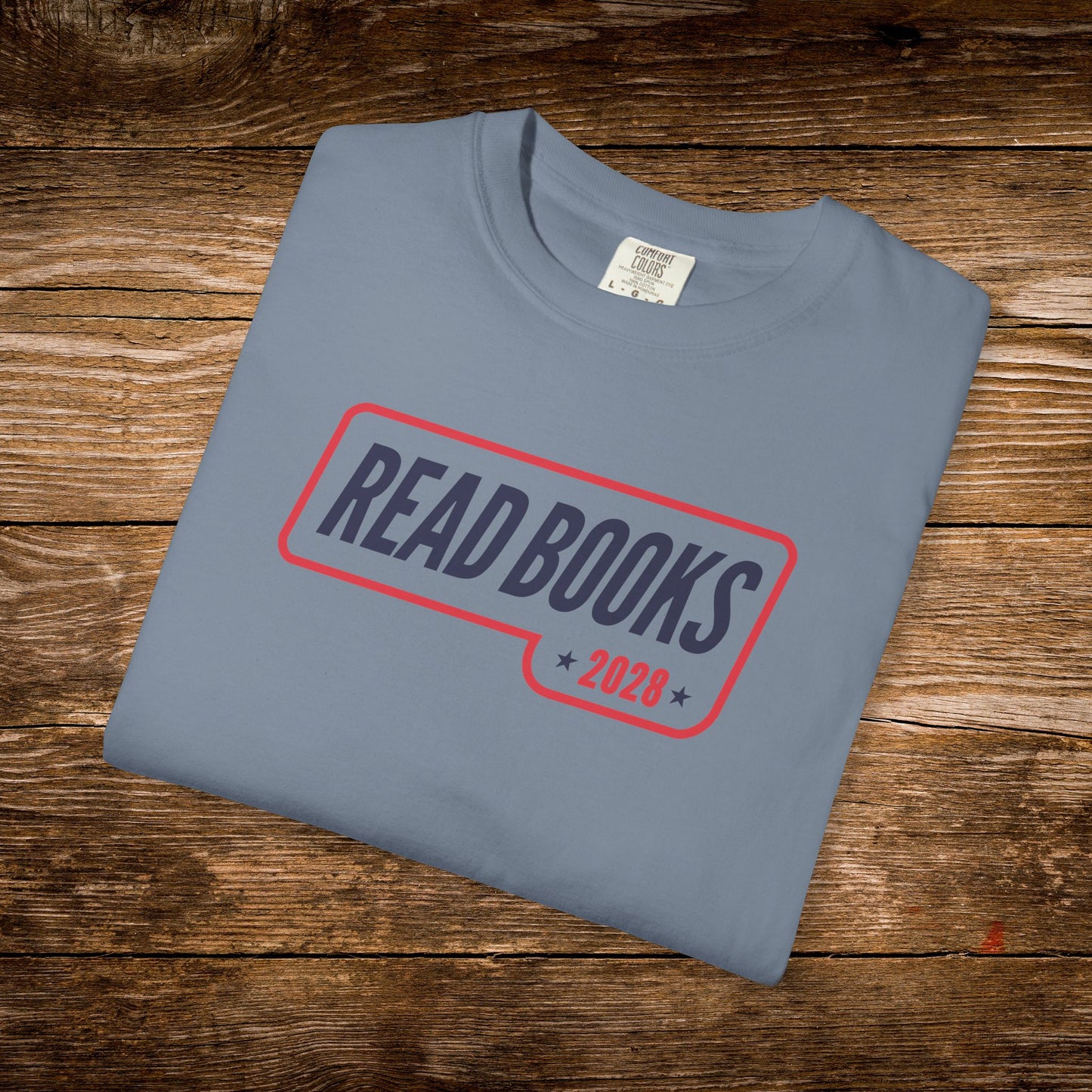 10. Blue Jean Folded
    Folded blue jean Read Books 2028 graphic t-shirt.