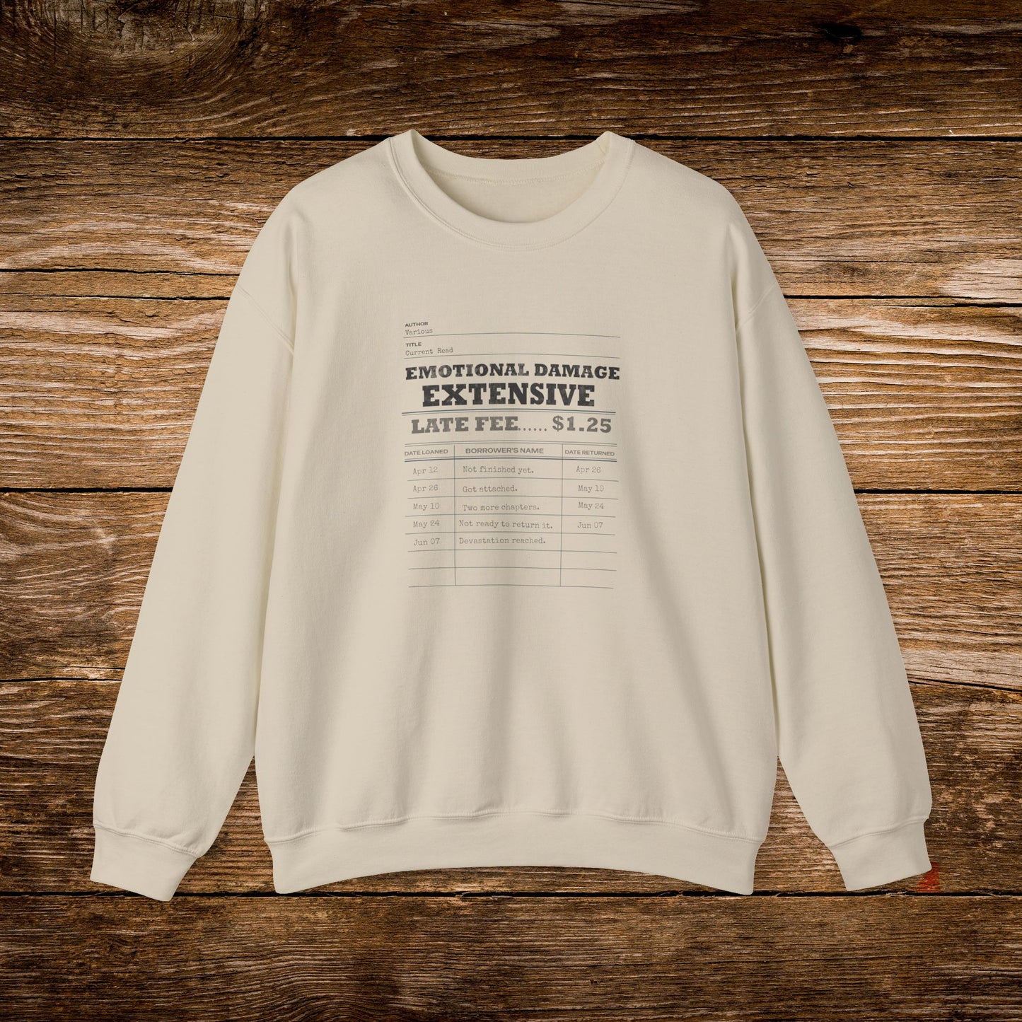 Emotional Damage Extensive Sweatshirt | Vintage Library Card Crewneck