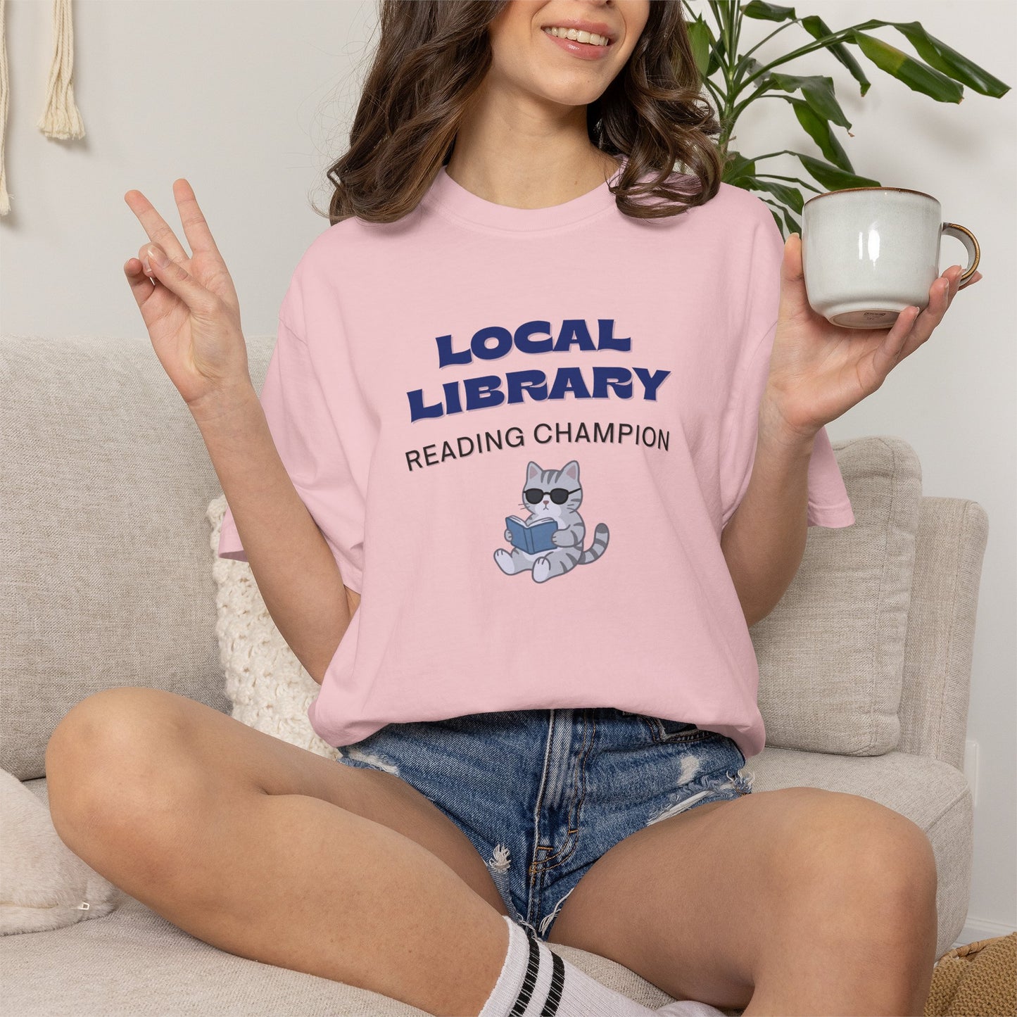 Local Library Reading Champion Shirt | Retro Cat Book Lover Tee