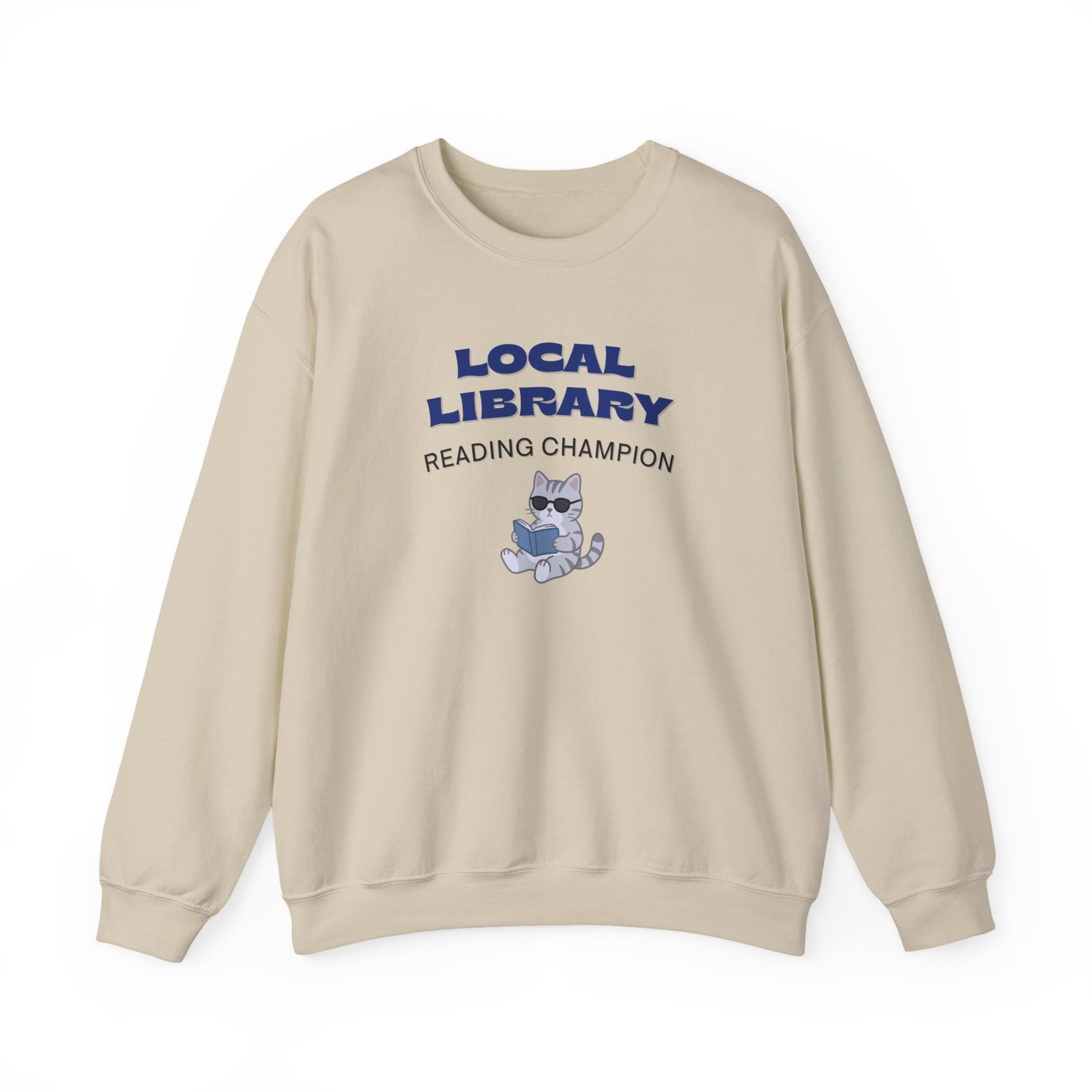 Local Library Reading Champion Sweatshirt | Retro Cat Reader Crewneck