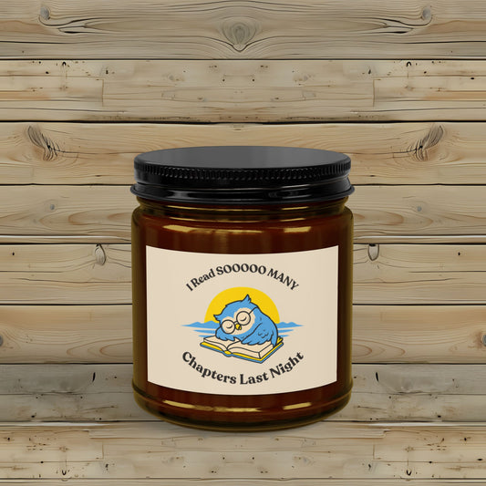 I Read So Many Chapters Last Night Candle | Sleeping Owl Bookish Soy Candle | Late Night Reader Gift | 4oz & 9oz Scented Reading Nook Decor