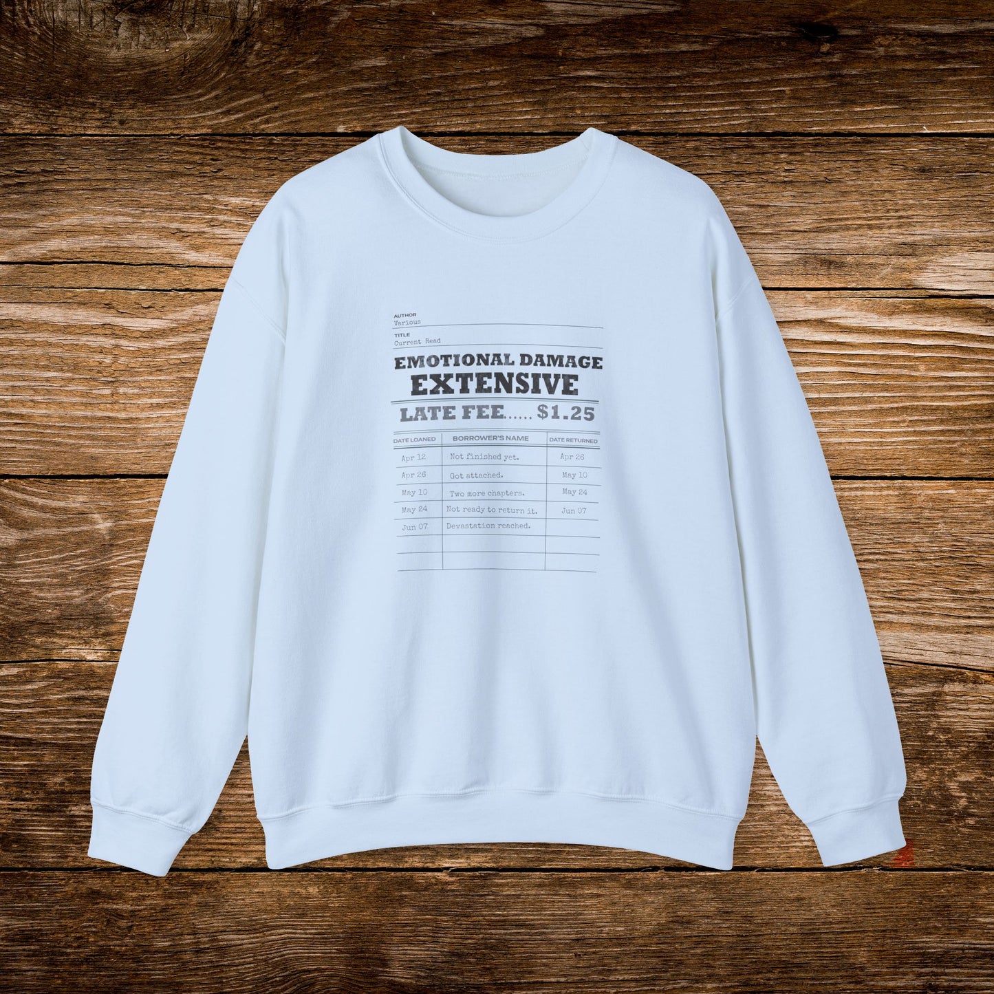 Emotional Damage Extensive Sweatshirt | Vintage Library Card Crewneck