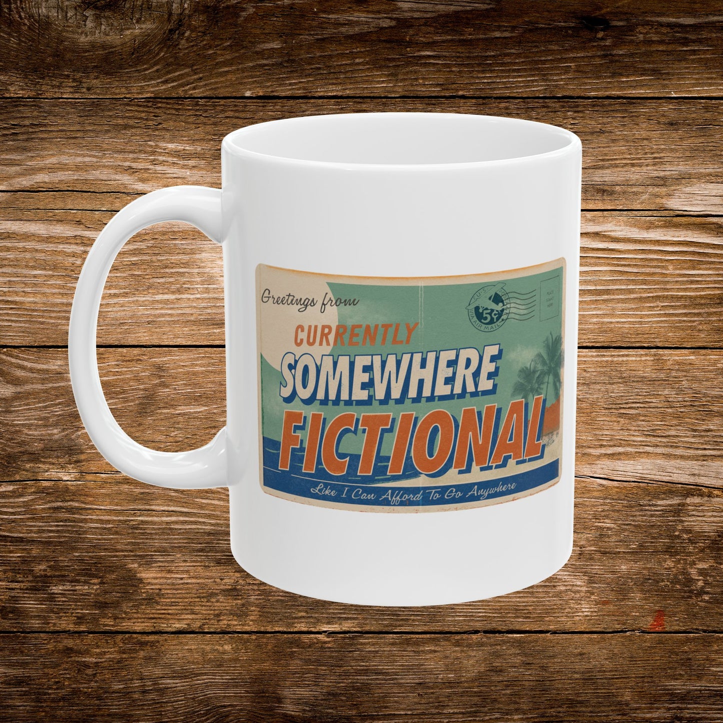 Greetings From Fictional Mug | Book Lover Coffee Cup | Literary Escapism Gift