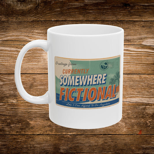 Greetings From Fictional Mug | Book Lover Coffee Cup | Literary Escapism Gift