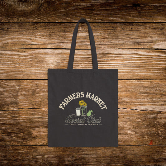 Farmers Market Social Club Tote Bag | Coffee Flowers Produce Tote