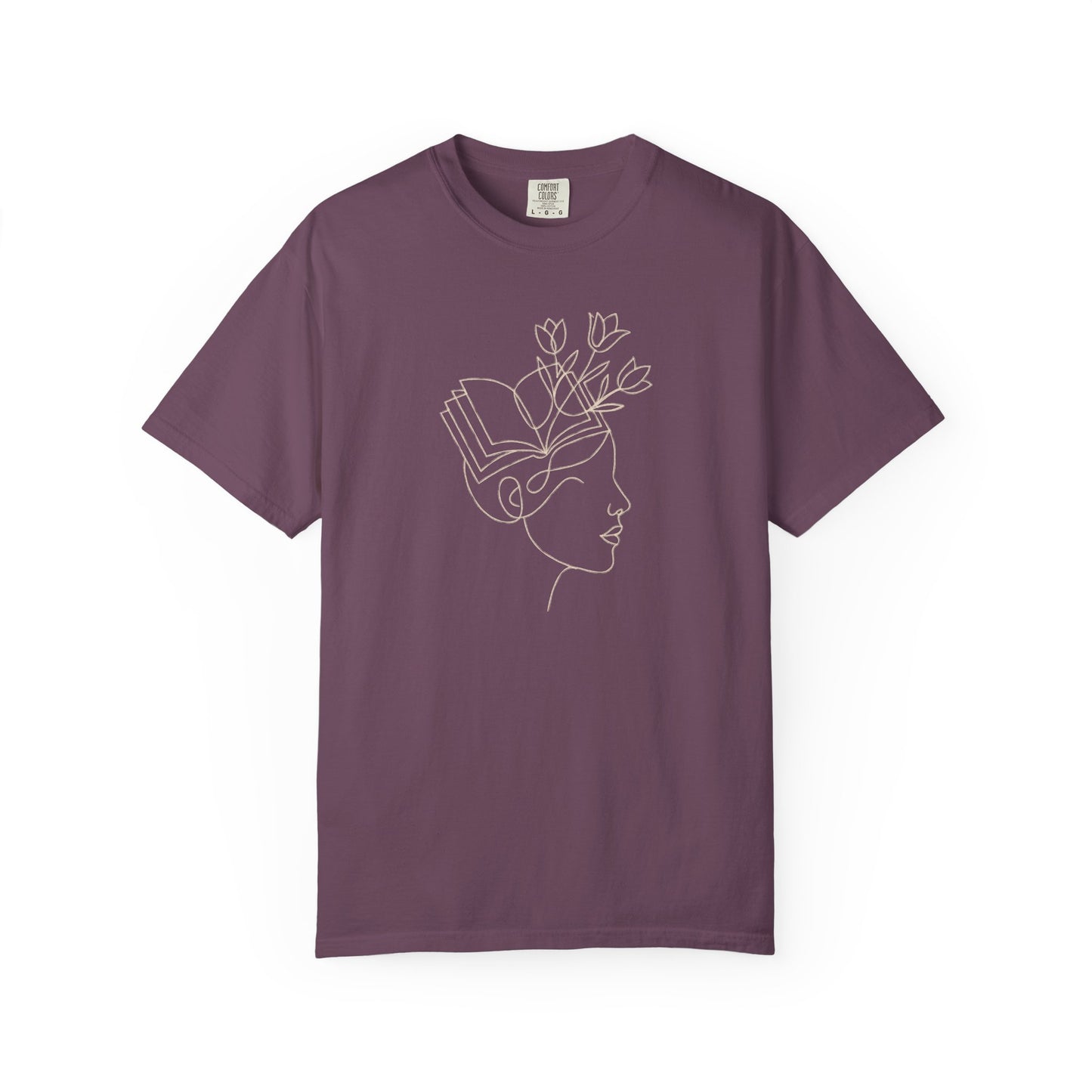 Minimalist Line Art Book Shirt | Botanical Reader Tee
