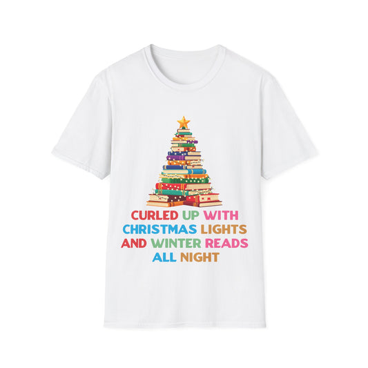 Curled Up With Christmas Lights and Winter Reads All Night T-Shirt