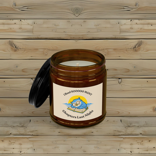 I Read So Many Chapters Last Night Candle | Sleeping Owl Bookish Soy Candle | Late Night Reader Gift | 4oz & 9oz Scented Reading Nook Decor