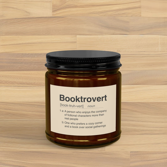 Booktrovert Definition Soy Candle | 4 or 9oz Hand-Poured Scented Jar | Aesthetic Reading Nook Decor