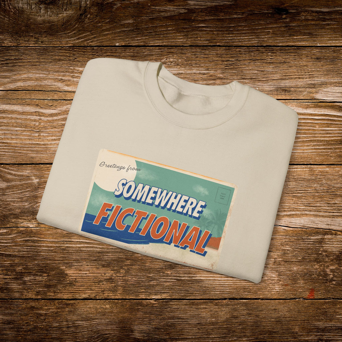 Greetings From Somewhere Fictional Sweatshirt | Retro Postcard Crewneck