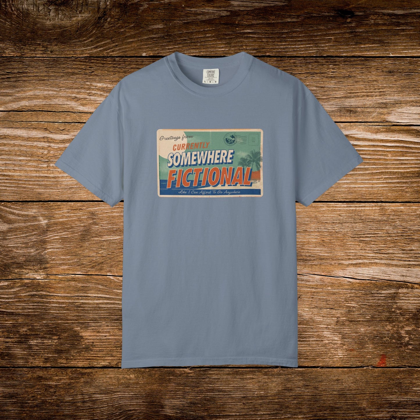Greetings From Somewhere Fictional Shirt | Retro Vacation Postcard Tee | Reader Escape Graphic Tee
