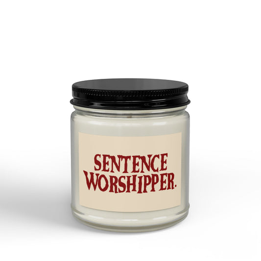 Sentence Worshipper Soy Candle | 9oz Hand-Poured Scented Jar | Aesthetic Literary Home Decor