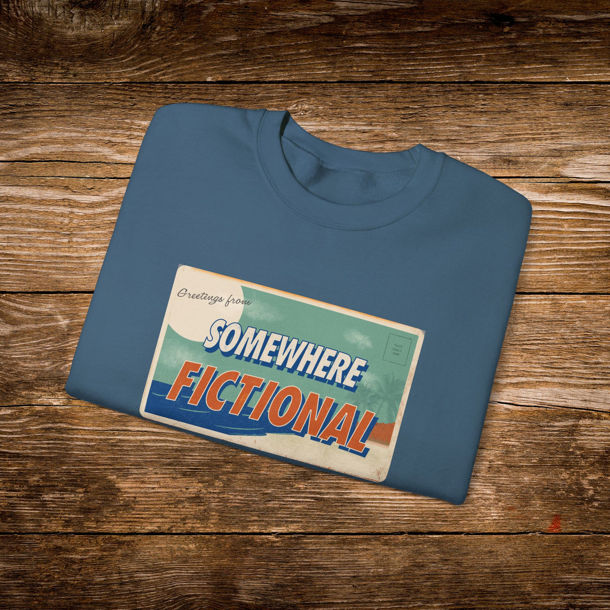 Greetings From Somewhere Fictional Sweatshirt | Retro Postcard Crewneck