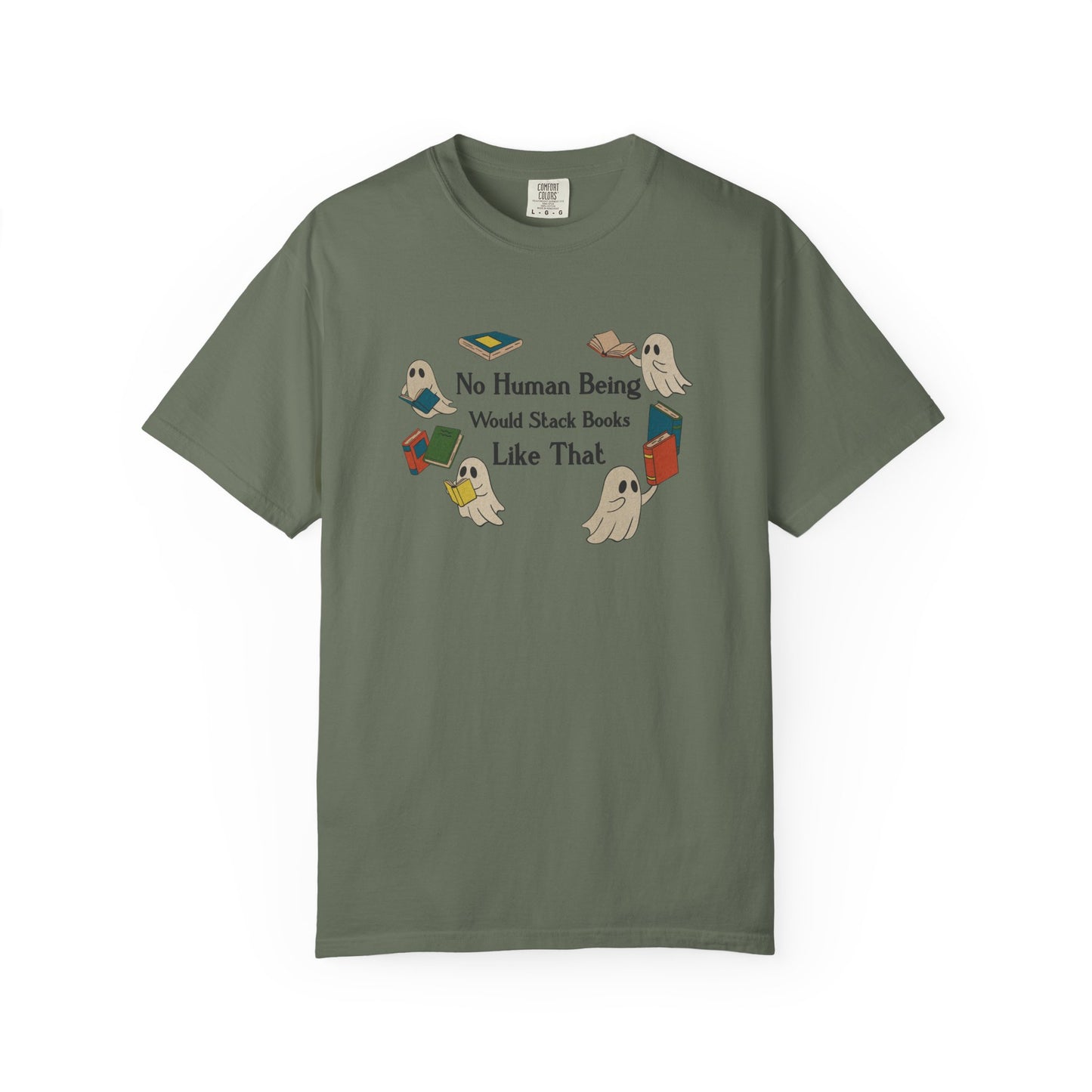 No Human Being Would Stack Books Like That Shirt | Retro Spooky Reader Tee