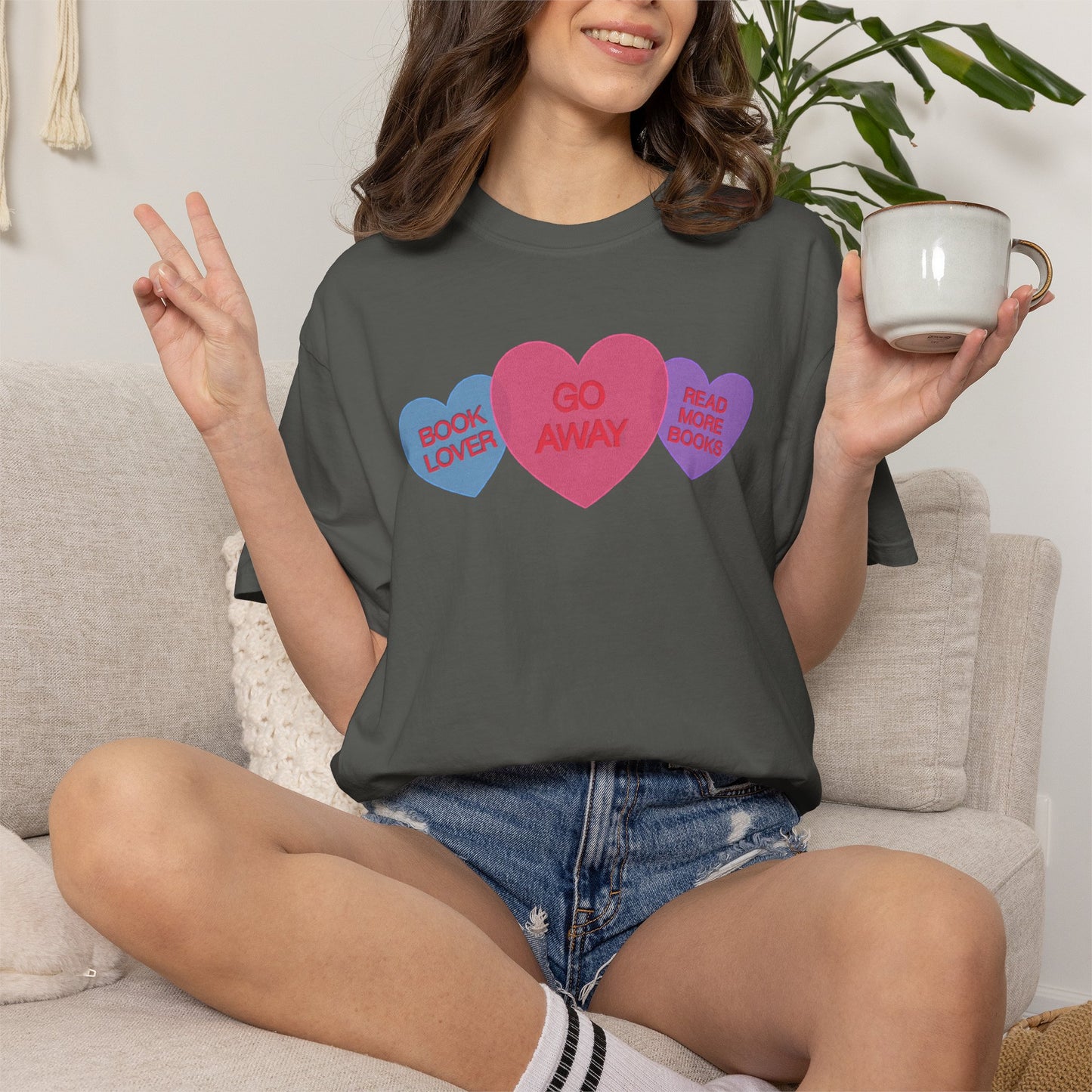 Bookish Candy Hearts Shirt | Funny Introvert Reader Tee