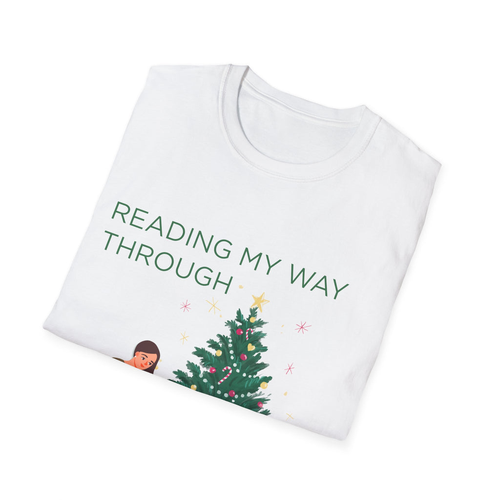 Christmas Reading T-Shirt – "Reading My Way Through Christmas" Cozy Holiday Tee